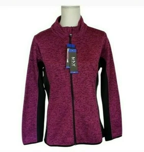Marc New York Andrew Marc Jacket Womens Plum Large Athletic Jersey Zip - Picture 1 of 12