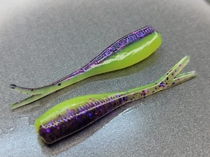 (20) - 2" Slab Crusher "Purple/Chart" Crappie Jig GRUBS BAIT PANFISH BABY SHAD - Picture 1 of 2