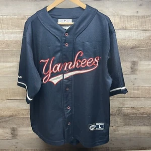 Camiseta deportiva de béisbol de colección de los Yankees de Nueva York para hombre grande Mirage años 90 MLB deletreada roja marina - Imagen 1 de 10