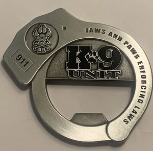 Police K9 Unit Handcuff Bottle Opener Challenge Coin - Picture 1 of 4