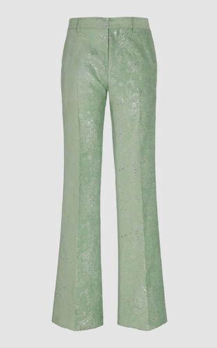 Pantaloni svasati AMIRI da uomo verde paisley velluto glitter $1350 taglia US 38 EU 48