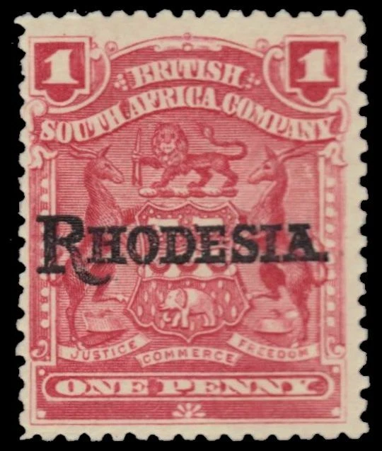 RHODESIA 83 (SG101) - Escudo de armas embalaje original "1909 Carmine Rose" (pa81881) Foto 1 de 1