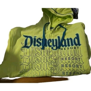 2024 Disneyland Resort Logo Parks Zip up Hoodie Neon Green LG - Picture 1 of 3
