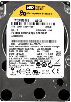 Hard Drive WD Enterprise XE WD3001BKHG 300GB 10000RPM 32MB SAS-2 2.5'' Inch - Image 1 of 3