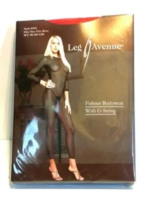 New Leg Avenue Red Fishnet Bodywear Gown Dress With G-String - NIP - One Size - Picture 1 of 2