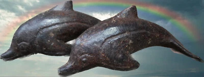 2er Set 8,5cm Dolphin Delfin Bronze Metall Statue Delphin Ocean Delphine - Bild 1 von 4