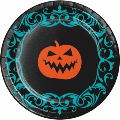 Jack O'Lantern 8 Ct 9" Lunch Dinner Plates Halloween Symbols - Image 1 of 2