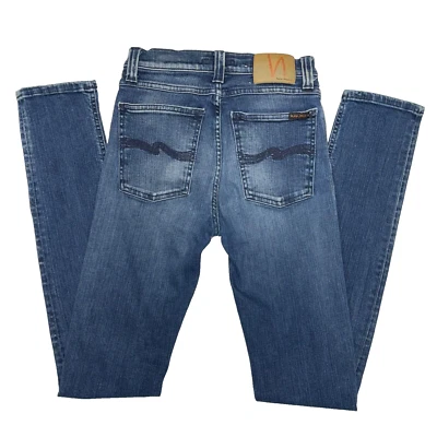 Pantalones de mezclilla ajustados Nudie High Kai talla 27 azul 26x34 Foto 1 de 4