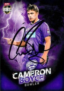 ✺Signed✺ 2017 2018 HOBART HURRICANES BBL Cricket Card CAMERON BOYCE - Picture 1 of 2
