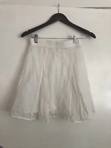 White Suede White Net Mesh A Line Skirt 8 - Picture 1 of 5