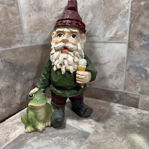 Happy Gnome 13” Tall With Ice Cream And Green Frog Preowned - Picture 1 of 7