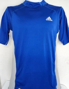 Adidas Shirt blau Compression Mesh Seiten grau Streifen Herren XL ClimaCool - Bild 1 von 3