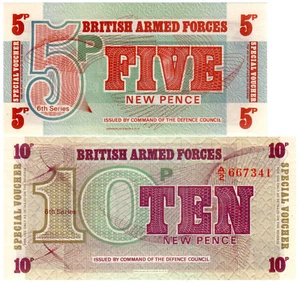 British Armed Forces 5 & 10 New Pence P#M44 & M45 (6th Series) 1972 UNC - Picture 1 of 1