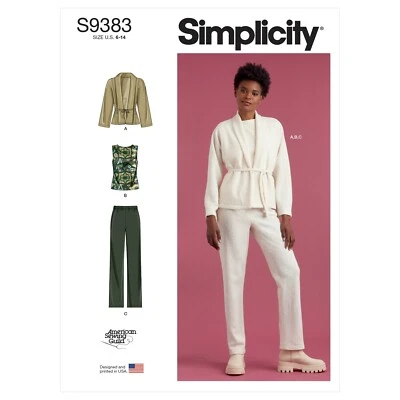 SIMPLICITY 9383 MISSES JACKET TOP & TROUSERS Sewing Pattern Sizes 6-14 & 16-24 - Image 1 of 4