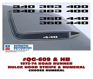 QG-609+ 1973-74 PLYMOUTH ROAD RUNNER - HOOD BULGE STRIPE & NUMERAL - Bild 1 von 1