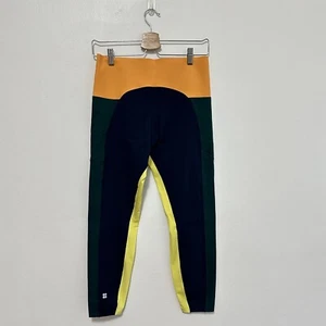 Sweaty Betty Power 7/8 Length Color Block Legging Blue Green Orange Yellow - Picture 1 of 4