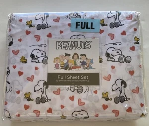 PEANUTS SNOOPY FULL SIZE SHEET SET LOVE RED HEARTS 4 PCS. POLYESTER - Picture 1 of 6