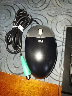 Genuine HP M-SBF96 Silver/Black Three Button PS/2 Optical Scroll Wheel Mouse - Image 1 of 2