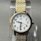 Timex Indiglo Watch Women Gold Tone 5.5" Stretch Band Date Wr 30 Easy Reader