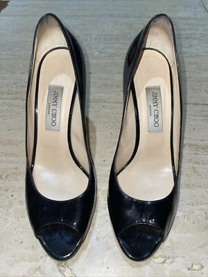Tacones de aguja Jimmy Choo para mujer negros con punta abierta talla 40,5 Foto 1 de 4