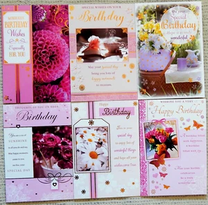 Female Birthday Cards, 6 Birthday Greeting cards Ladies Female Mixed Pack / C1 - Picture 1 of 24