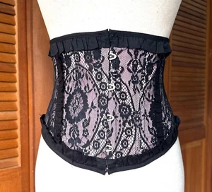 Corsé de encaje negro rosa victoriano vintage Lip Service gótico Lolita XXL - Imagen 1 de 7