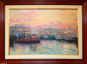 MIB Thomas Kinkade S/N CANVAS FISHERMANS WHARF, SAN FRANCISCO Framed w/COA - Picture 1 of 4