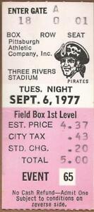 Mike Schmidt HR #164 and 450 Run Scored 9/6/1977 Phillies at Pirates Ticket Stub