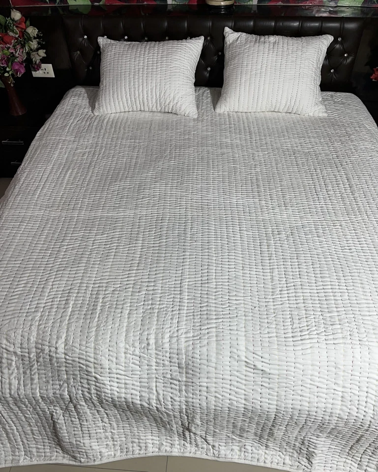 White Cotton quilt king cotton blanket cotton comforter queen bedding set - Image 1 of 4