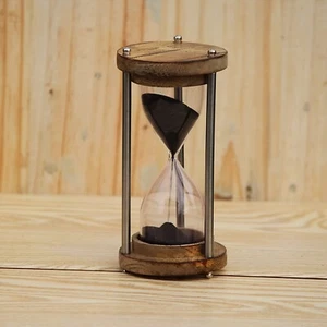 Wooden and Brass Sand Timer Wooden Hour Glass Clock Antique Nautical Decor - Picture 1 of 6