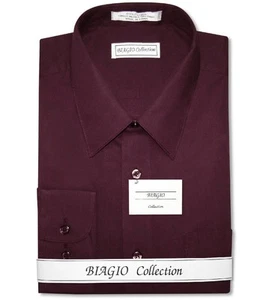 Biagio Mens 100% COTTON Solid BURGUNDY Color Dress Shirt sz 15.5 34/35 - Picture 1 of 4