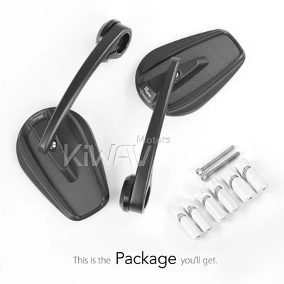 Barra de espejos retrovisores alfombrilla negra fibra de carbono real barra hueca ID 14-24mm se adapta a Kawasaki Foto 1 de 4