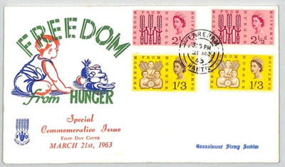 GB QEII ILLUSTRATED 1963 FDC *FFH* Freedom Hunger PHOS & ORD Sets Fareham XE187 - Image 1 of 4