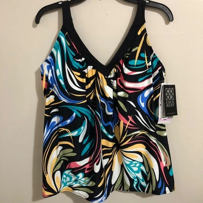 Traje de baño Tankini para mujer Coco Reef talla 38D estampado floral abstracto con aros Foto 1 de 4