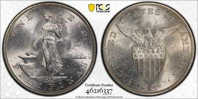 L85 Philippines 1904-S Silver Peso PCGS MS-63 - Image 1 of 3