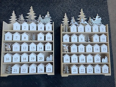 Wooden Advent Calendar Reusable 25 "treat" Drawers Christmas Countdown Lot of 2 - Image 1 of 4