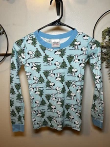 Hanna Andersson Peanuts Snoopy Christmas Organic Long John Pajama Top 140 - Picture 1 of 5