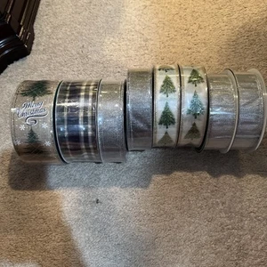 Christmas Ribbon Six Rolls Of 1.5 Inch And 2 Rolls Of 2.5“ X 50 Yards LOT Of 8 - Picture 1 of 4