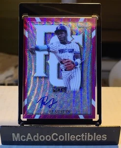 2021 Leaf Perfect Game National Showcase PINK WAVE 1/1 RJ Austin Auto Proof - Picture 1 of 2