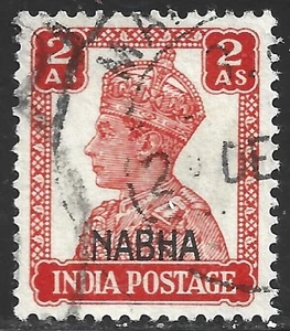 Indien - Nabha, Scott #106, Aufdruck 2a King George VI., gebraucht - Bild 1 von 1