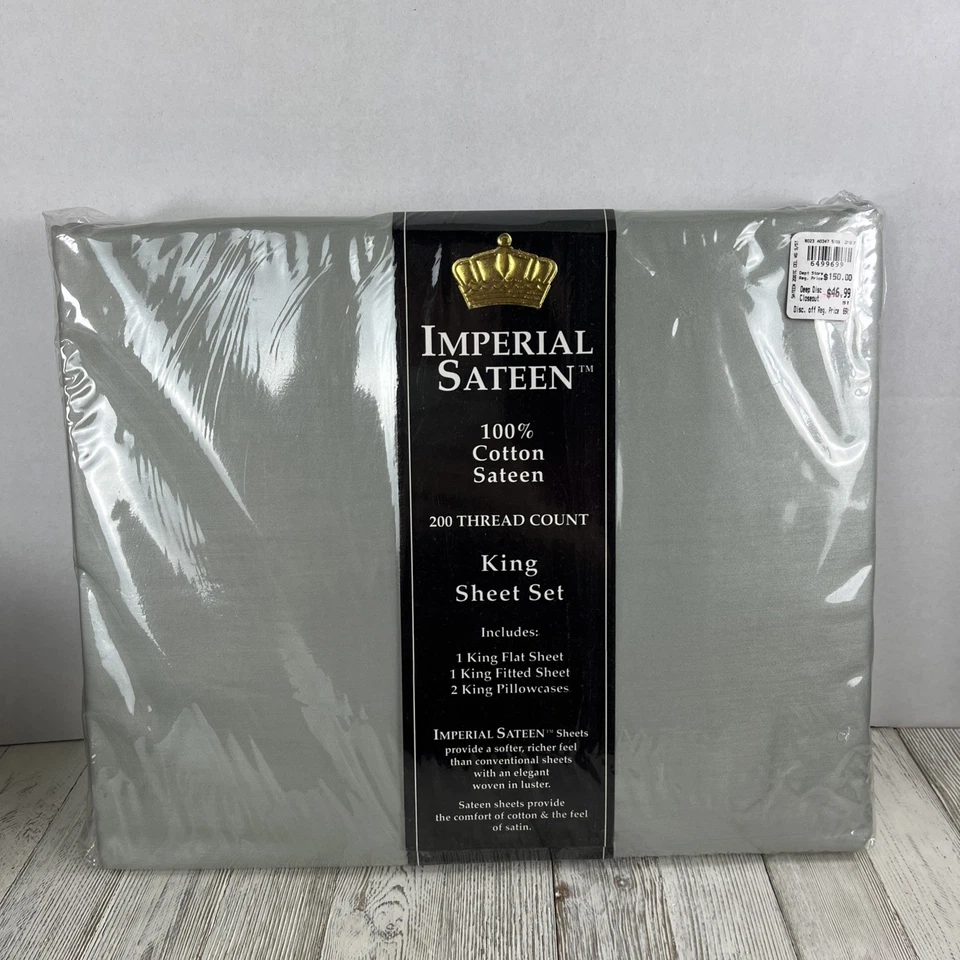 Juego de Sábanas Sage Green King 200 Hilos 100% Algodón Satén Imperial NUEVO Foto 1 de 4