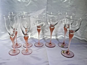Juego de 8 copas de vino champán Mikasa Sea Mist coral tallo esmerilado con Alemania - Imagen 1 de 4