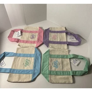 SALE! New With Tag ALL Four Colors Trader Joes Pastel Spring Mini Canvas Totes - Picture 1 of 9