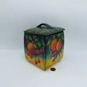 Barattolo contenitore latta vintage made in England frutta Inghilterra - Foto 1 di 9