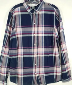 Old Navy-Womens Classic Long Sleeve Button-Up Shirt-LT Large Tall-Blue Plaid - Picture 1 of 10