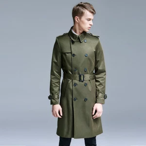 S-6XL Autumn Double Breasted Mens Mid Long Trench Coat Overcoat British Style sz - Picture 1 of 18