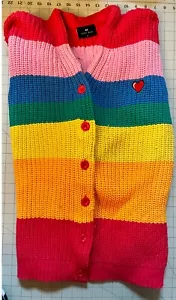 Real Lazy Oaf One Size Boring Rainbow Color Sweater Cardigan - Picture 1 of 3