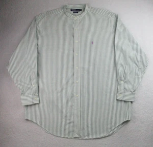VTG Polo Ralph Lauren Postboy Dress Shirt Mens XL White Green Pinstripe L/S Logo - Picture 1 of 9