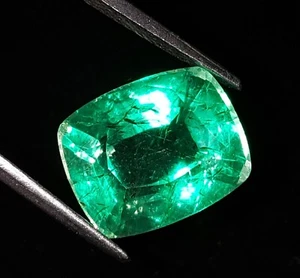 Loose Gemstone Natural Green Emerald 9.87 Ct Certified Cushion Cut AAA+ Quality - Picture 1 of 9