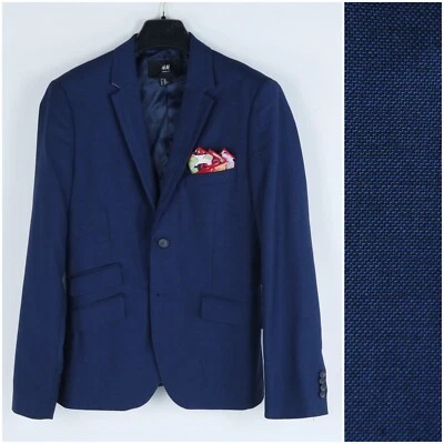 Mens Navy Blue Blazer 36R UK Size H&M Zigzag Sport Coat Jacket - Image 1 of 4